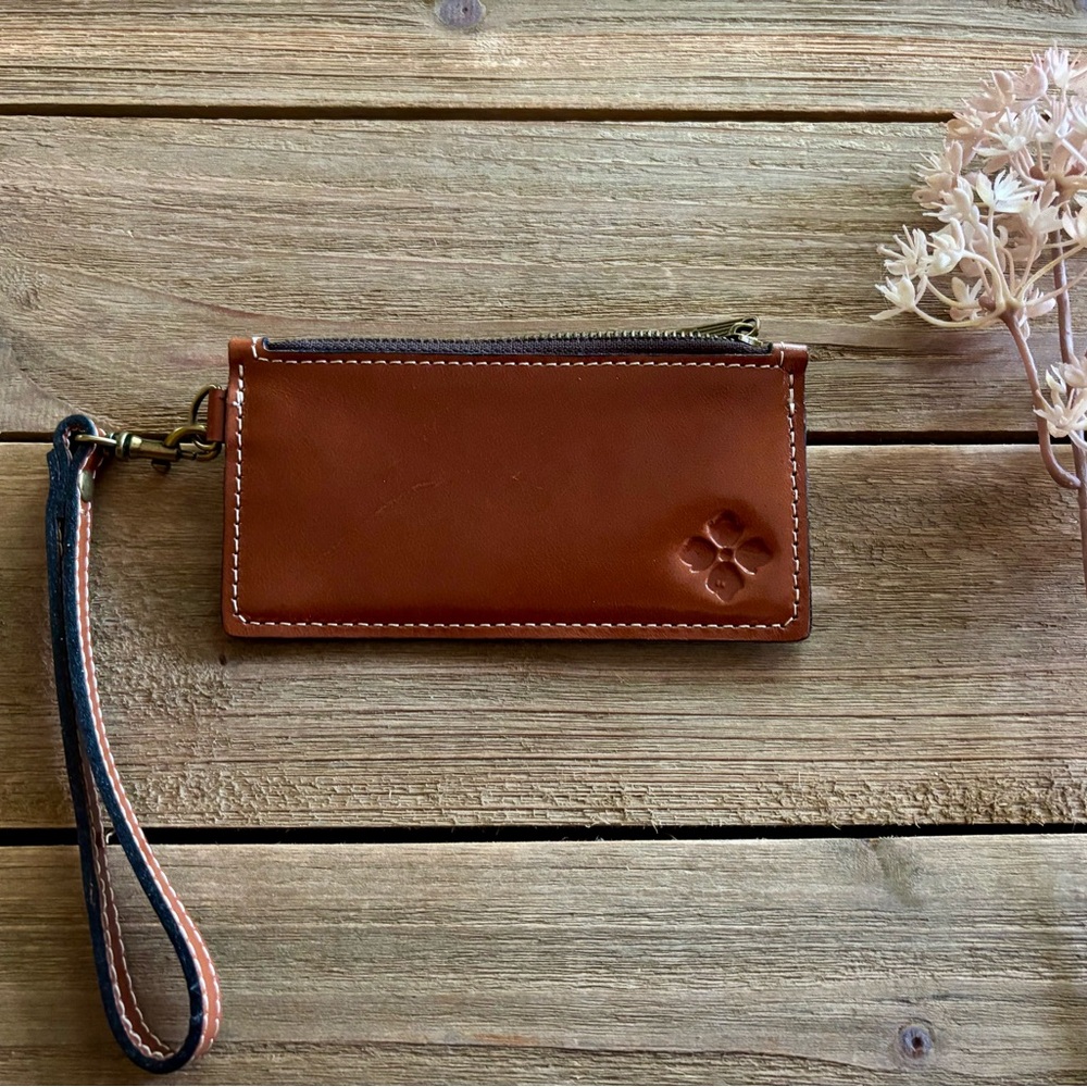 Patricia Nash Almeria Brown Leather credit card wallet wristlet